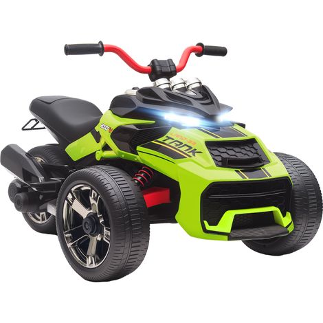 AIYAPLAY quad eléctrico para niños 12V, quad para niños de 3-8 años, con 2 motores, velocidad hasta 5 km/h, 3 ruedas, suspensión, verde (1/5)