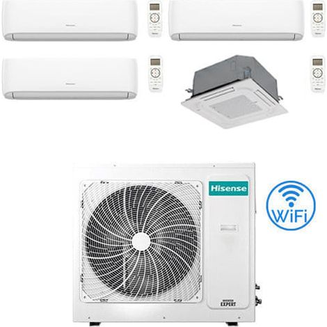Hisense Hi Comfort Klimaanlage plus 4-Wege-Kassette Wifi R32 Quadri Split Inverter 9000 + 9000 + 9000 + 12000 BTU mit E.U. 5AMW105U4RQC Klasse A++/A+ (1/5)