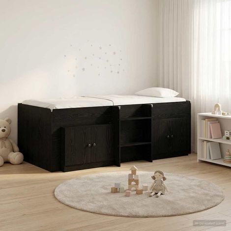 vidaXL Struttura Letto Loft con Mobile 3 pz Nero Legno ingegnerizzato (1/5)
