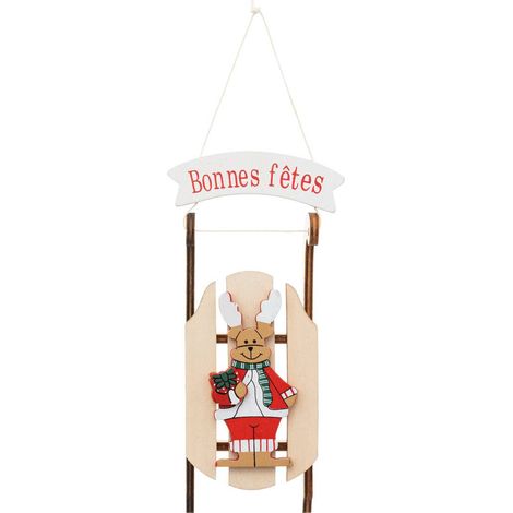 Weihnachtsthema Cagette-Schlitten mit Charakter - Holz