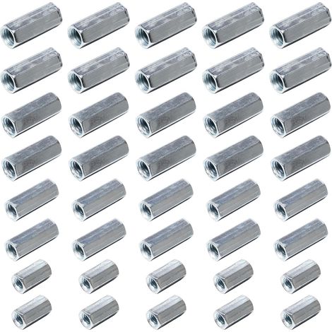 40 Pièces Ecrou Long Écrou en Acier au Carbone Plaqué Zinc (1/5)