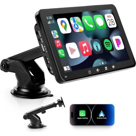 Affichage Automatique Compatible avec CarPlayy et Android Auto, Radio sans Fil connectée, écran Tactile IPS 7 Pouces 1080P Portable Android Carplay, Assistant Siri (7 Pouces) (1/5)