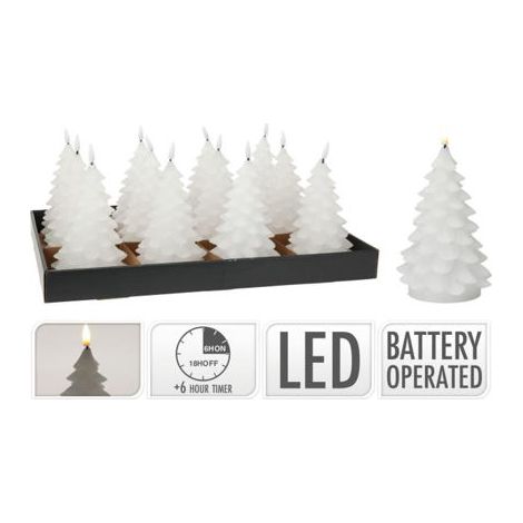 VELA LED ARBOL 17CM BLANCO