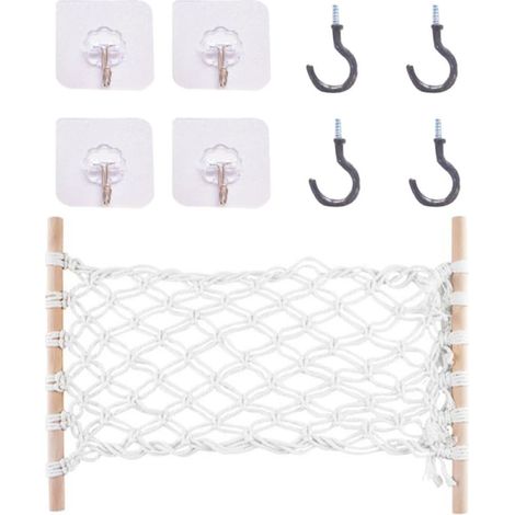 Hamac suspendu en macramé ifundom pour fruits et légumes, corde coton beige (1/5)