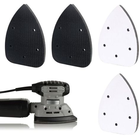 Lot de 4 patins de ponçage en mousse auto-agrippante avec 5 trous, pour bois, métal, finition de meubles (1/4)