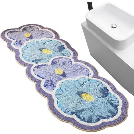 Tapis de bain à motif floral Antidérapant , lavable , absorbant , doux et rembourré avec envers , dé (1/5)