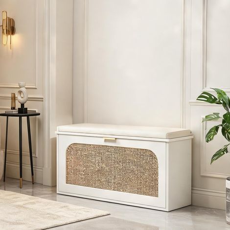 Banc de rangement avec coffre rabattable pour chaussures assise (1/5)