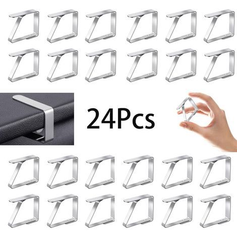 24-Piece Stainless Steel Tablecloth Clips – Adjustable Clips 5 x 4 cm – Corrosion Resistant for Outdoor Events – For Tables Up to 3 cm Thick (1/5)