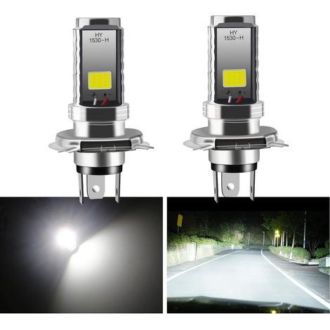 [SC]2 Ampoules LED H4 12V pour phares de moto/voiture, COB 12W feux de croisement et de route - Parfait - AquaForge (1/5)