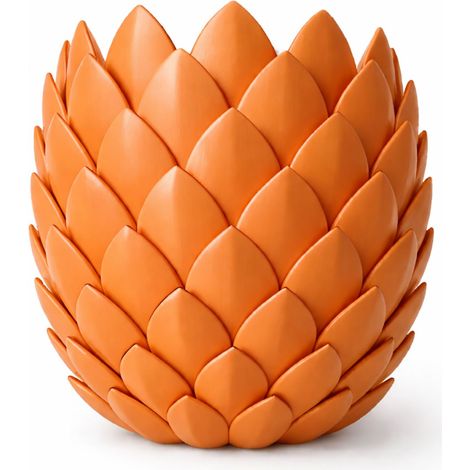 Pot de fleurs décoratif géométrique orange à écailles + support pour plante