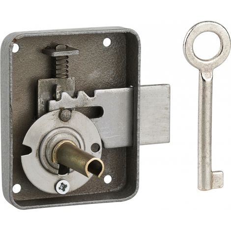 THIRARD - Serrure de meuble Paris pour porte d'ameublement, gauche, axe 35mm, 60x70mm, gris, 1 clé - THIRARD