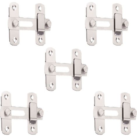 Serrure de porte coulissante à boucle 5 pièces, loquet antivol, grand loquet de porte à 180 degrés, argent (1/3)