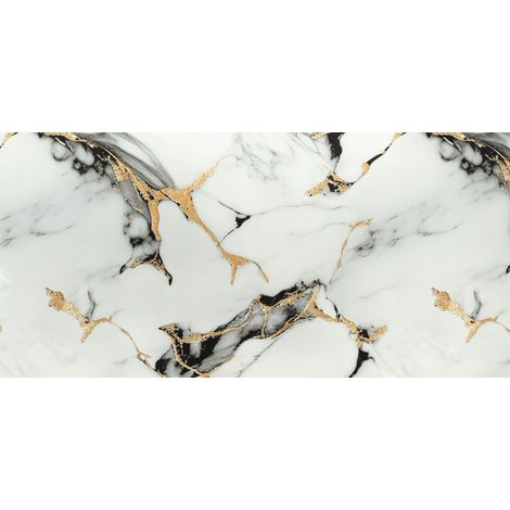 Panel decorativo autoadhesivo de PVC, liso, mármol gris dorado, 280 x 60 cm. (1/3)
