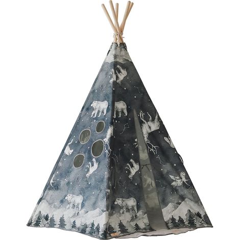 Tente tipi enfant night sky - bleu marine, blanc (1/5)
