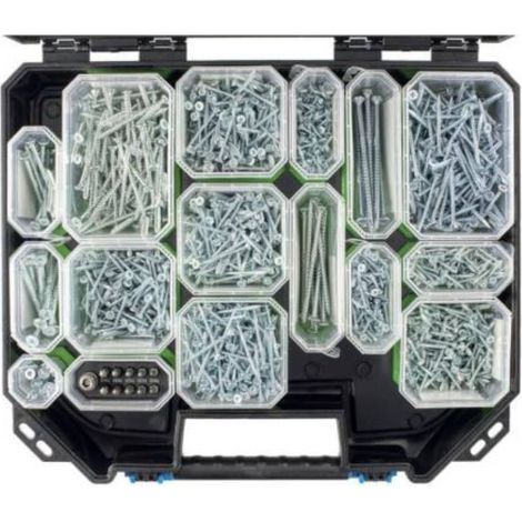 Scell-It – Mallette d'organisation modulaire pour vis à bois – Plastique résistant aux chocs – Compartiments ajustables – Grande capacité de rangement