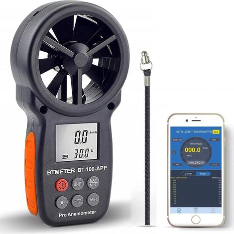 BT-100APP Tragbares digitales Anemometer Drahtloses Bluetooth Windgeschwindigkeits-Temperatur-Windchill-Meter