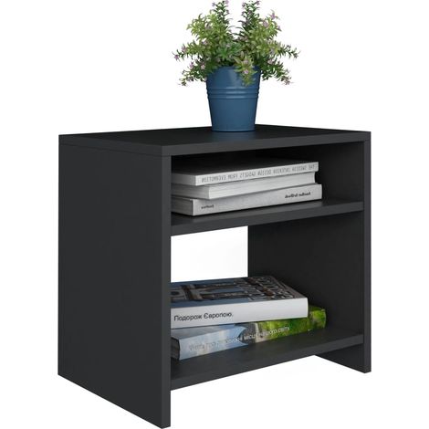 Lot de 2 Tables de Chevet Contemporain - Table de nuit Noir 40x30x40 cm Bois d'ingénierie (1/5)