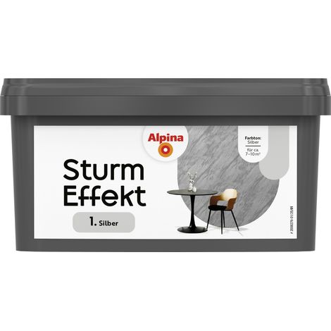 Alpina Wandfarbe Sturm Effekt silber 1 L Innen