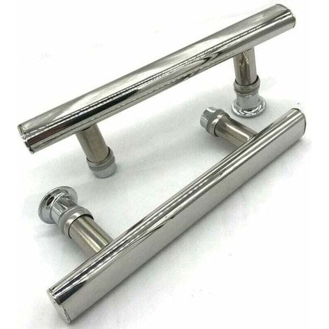 2 maniglie cromate per porta doccia, interasse 145 mm
