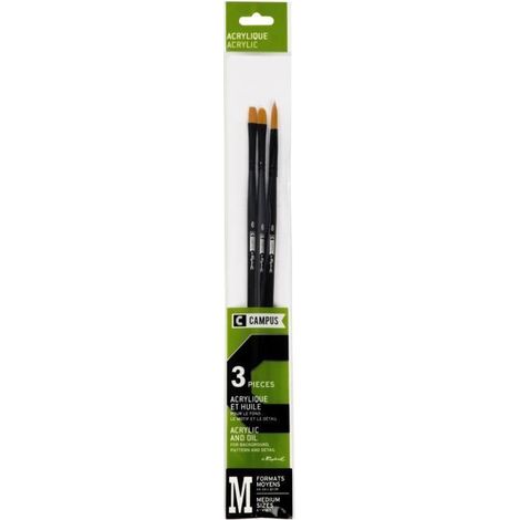 CAMPUS Pochette 3 Pinceaux Acrylique M
