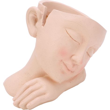 Pot de fleurs visage humain simple, art décoratif durable et léger, exquis et élégant, ornement de table pour maison, décoration intérieure raffinée. (1/5)