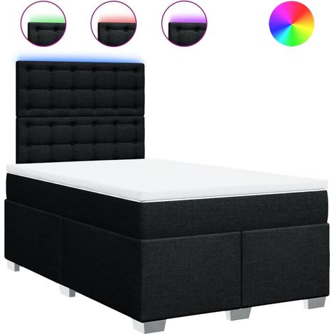 Maison Exclusive - Sommier à lattes de lit avec matelas noir 120x190 cm tissu (1/5)