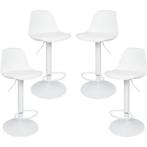 Lot de 4 Tabourets de Bar en Cuir synthétique réglable en Hauteur,Blanc (1/5)