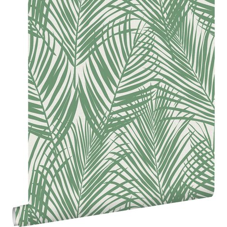 papier peint feuilles de palmier vert jade - ESTAhome