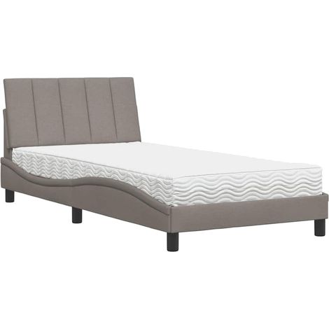 Letto con Materasso Hanko Tortora 100x200 cm in Tessuto vidaXL (1/5)