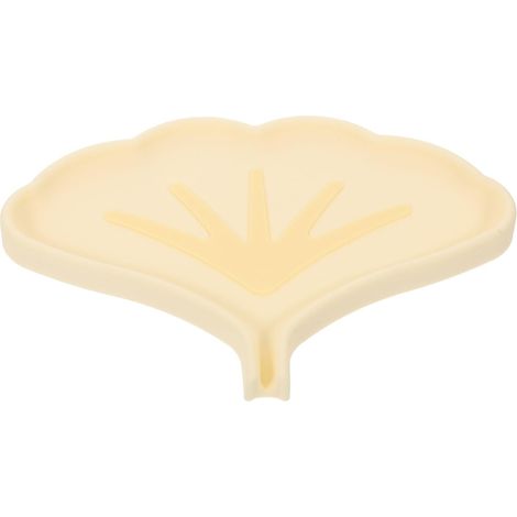 Porte-savon en silicone beige, en forme de feuille, avec égouttoir et antidérapant, pour salle de bain, salle de bain et cuisine (1/5)