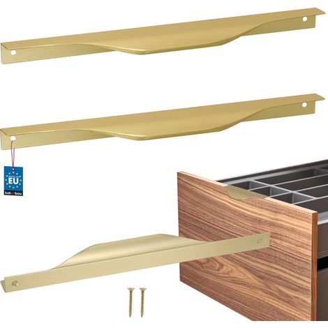 Tirador para muebles KOTARBAU® Modern Edge de aluminio color oro mate, 256/276 mm, juego de 2