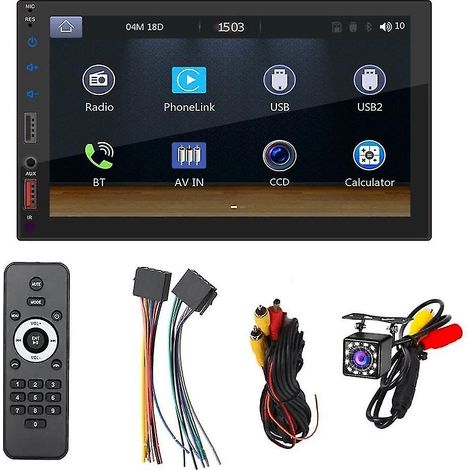 Autoradio double DIN 7 pouces avec Carplay, Android Auto et MirrorLink, lecteur multimédia tactile Bluetooth (1/5)