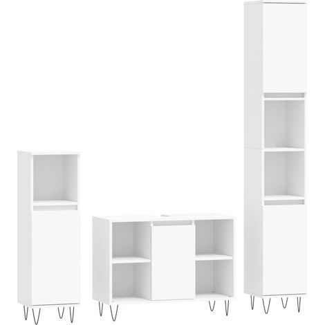 Maison Exclusive - 3-tlg. Badmöbel-Set Weiß Holzwerkstoff