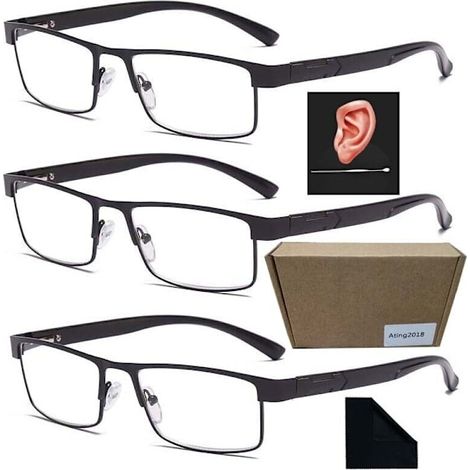 Lot de 3 paires de lunettes de lecture rectangulaires en métal pour homme 2.0paris (1/5)