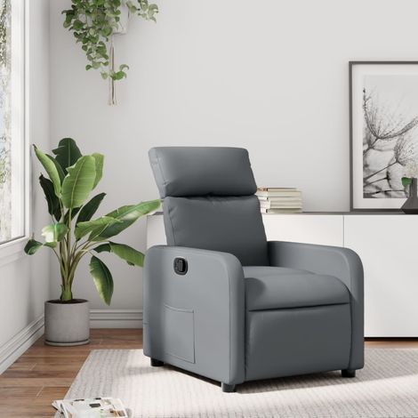 Sillón reclinable de cuero sintético gris vidaXL (1/5)