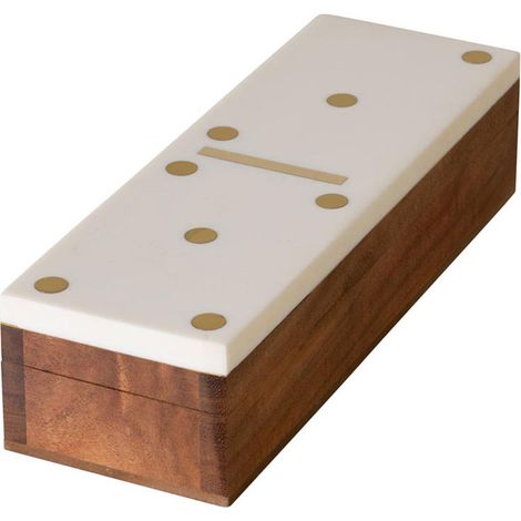 Boîte de jeux Acacia et Laiton 20x5x7cm