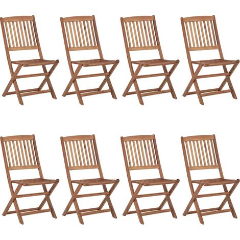 Maison Exclusive - Sedie da Giardino Pieghevoli 8 pz con Cuscini Massello Acacia