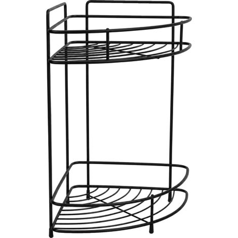 Étagère d'angle, Design en métal ventilé, Rack de rangement multi-usages, Noir (1/2)