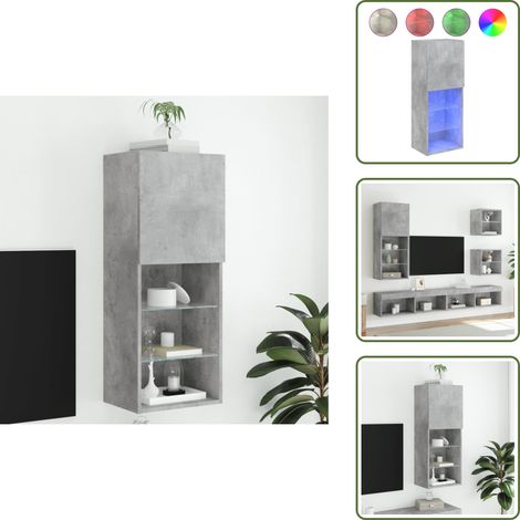 Meuble TV avec lumières LED gris béton 40,5x30x102 cm - Meubles Tv - Meuble Tv - Support Tv - Meuble Hifi - Lumieres Led (1/5)