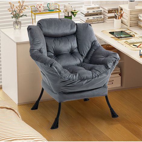 Fauteuil de relaxation en métal, gris foncé, avec poche latérale, 81 x 65 x 95 cm DESVIAE (1/5)
