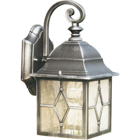 Applique extérieure GENOA Métal argenté noir et verre imitation étain, E27 60w maxi (1/3)