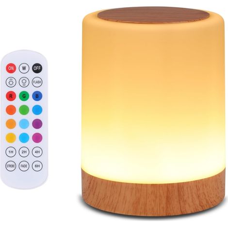 Touch-Nachttischlampe, 13 RGB-Farben, 5 Helligkeitsstufen, USB-wiederaufladbare Schreibtischlampe, Ferndimmung, tragbar für Kinderzimmer und Schlafzimmer. (1/4)