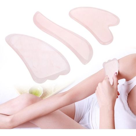 Ensemble de 3 Gua Sha en Quartz Rose - Outil de Soin Visage et Massage Anti-Âge (1/5)