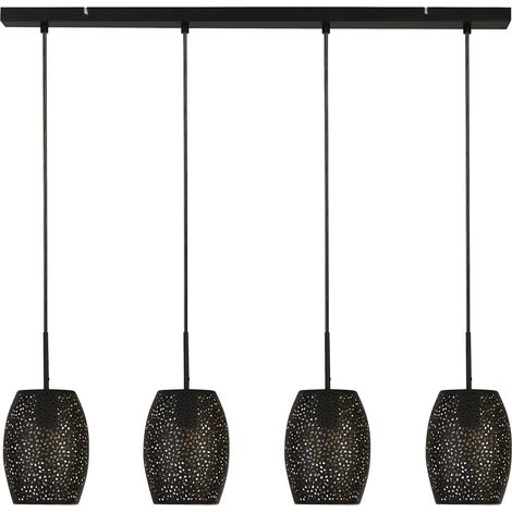 Lampadario Contemporaneo Laser Acciaio Nero Oro 4 Luci E27 (1/5)