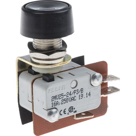 Microrupteur RS PRO Bouton , Bipolaire, 16 A @ 250 V c.a., Connexion rapide 250V c.a. ( Prix pour 1 ) (1/2)