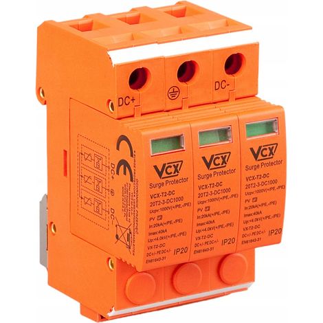 Überspannungsschutz DC C3P - 1200V - Orange - T2 Klasse - Für Photovoltaikanlagen (1/2)