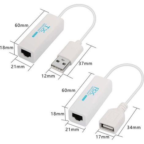 Adaptateur Usb Vers Rj45 - Usb 2.0 - Extension Jusqu'à 200 M - Compatible Cat5e Cat6 - Sans Alimentation Externe - 1 Pièce (1/5)
