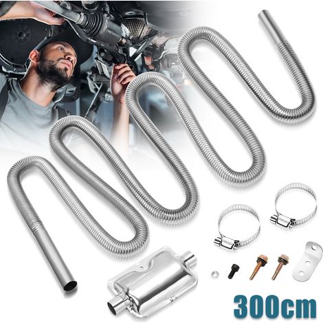Wolketon Tube d’échappement inox 300 cm Ø 25 mm avEB silencieux pour chauffage diesel de fourgon, camion, bateau et camping-car (1/5)