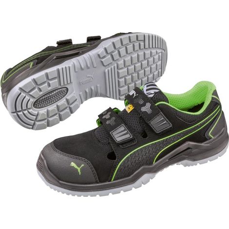 Puma Safety Puma Sicherheitssandale 644300 Neodyme Green Low S1P ESD SRC DGUV Gr.49 schwarz/grün