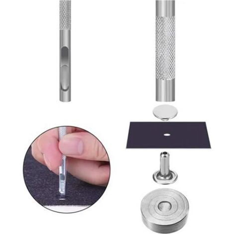 Coffret de 40 paires de rivets double face, de quatre couleurs et trois tailles différentes, soit 480 pièces au total. Dimensions : 6 x 6 mm, 8 x 8 mm et 8 x 12 mm. (1/5)